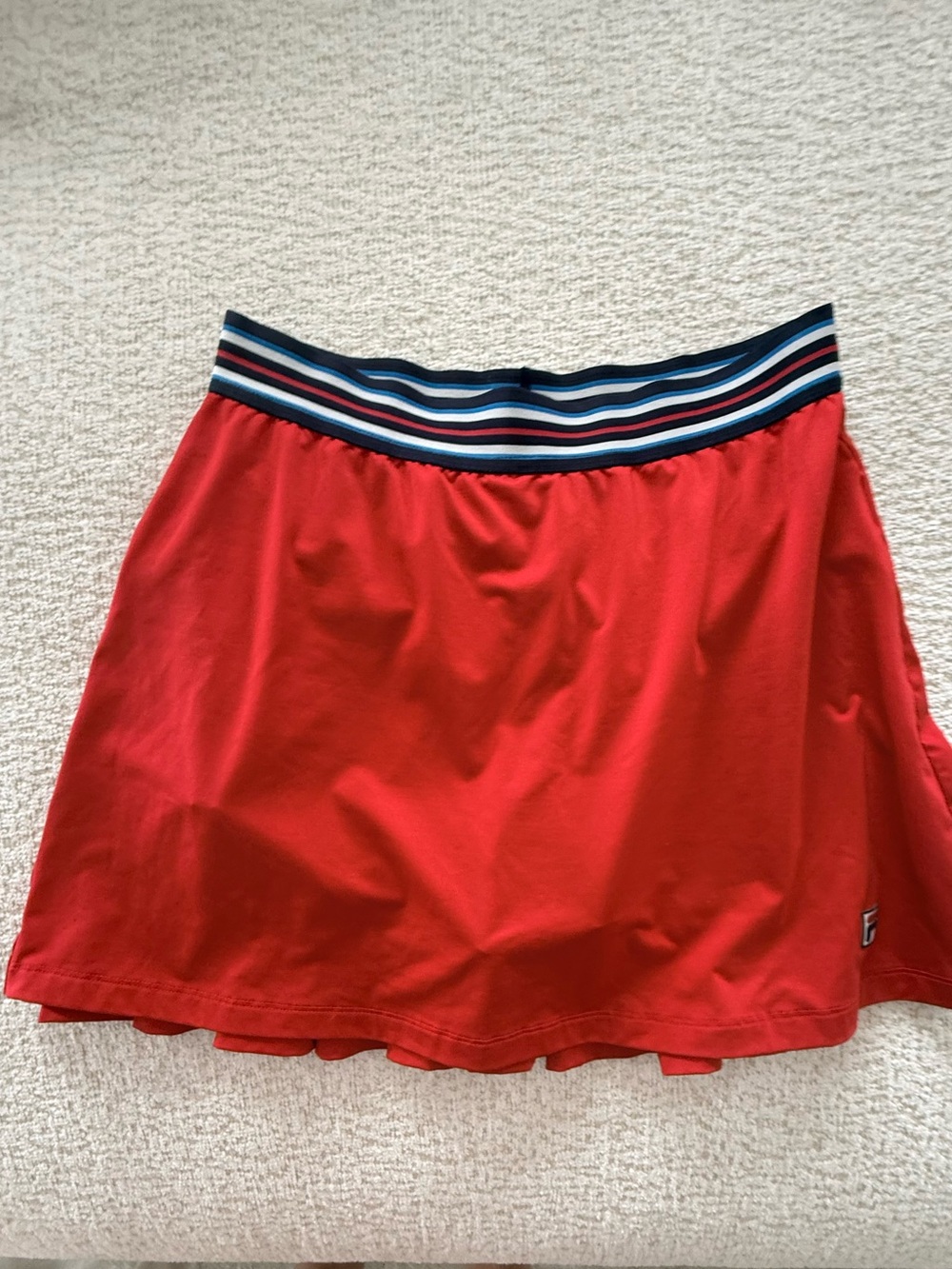 Fila Red tennis Skirt with Navy, White & Light Blue Waistband and undershorts